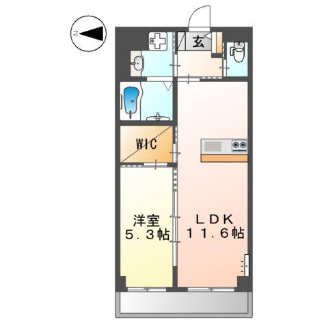 LAKIA DUE (1LDK/3階)の間取り写真