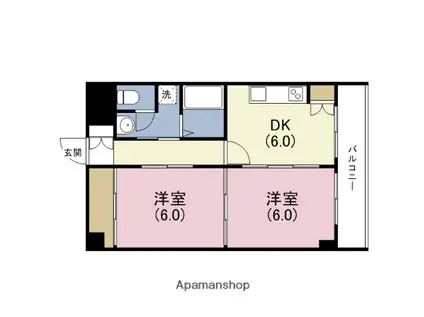 上三青山ハイツ(2DK/9階)の間取り写真