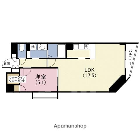 セレッソコート上本町イースト(1LDK/4階)の間取り写真