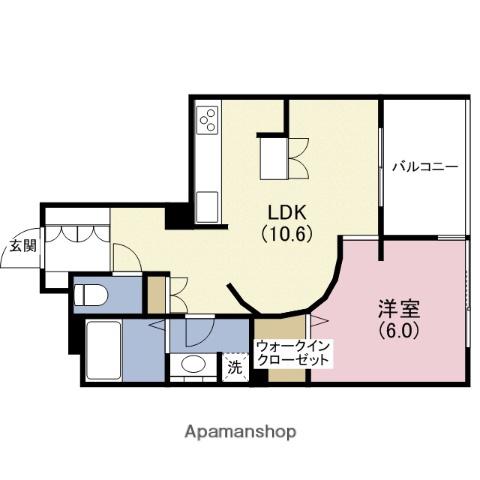 エスティメゾン上町台(1LDK/3階)の間取り写真
