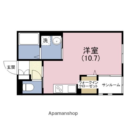 どんぐりハイム(ワンルーム/1階)の間取り写真