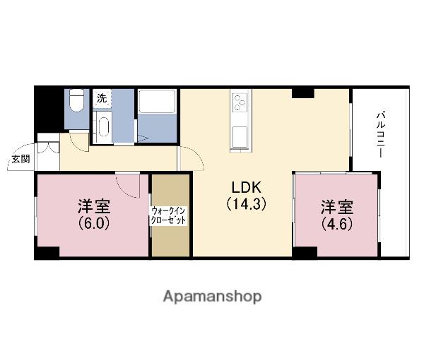 シティ上六(2LDK/2階)の間取り写真