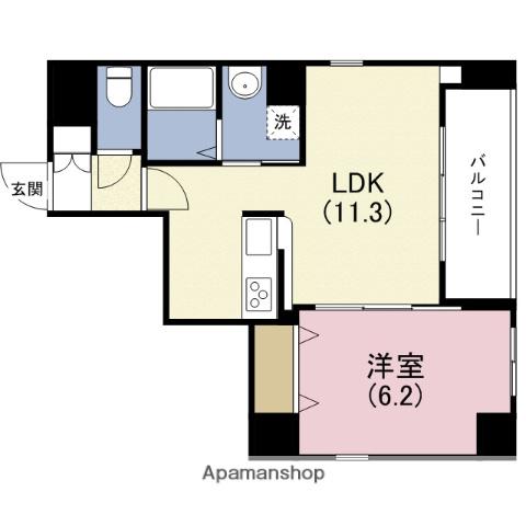 ルリーフ真法院(1LDK/4階)の間取り写真