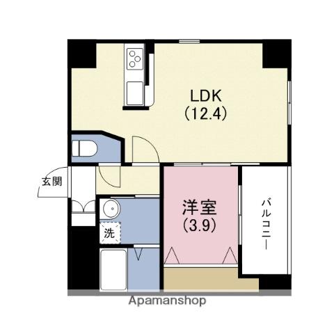 ルリーフ真法院(1LDK/4階)の間取り写真