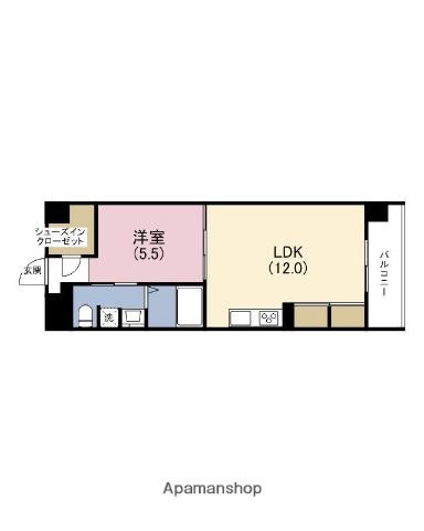 アクアプレイス四天王寺(1LDK/6階)の間取り写真