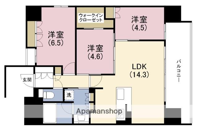 グランアッシュ天王寺真田山(3LDK/6階)の間取り写真