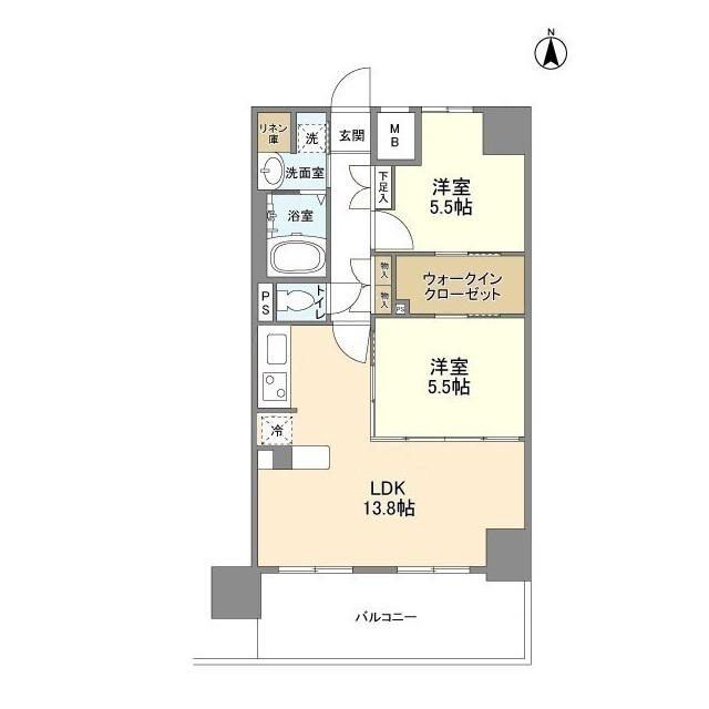 ハイラインⅢ(2LDK/11階)の間取り写真