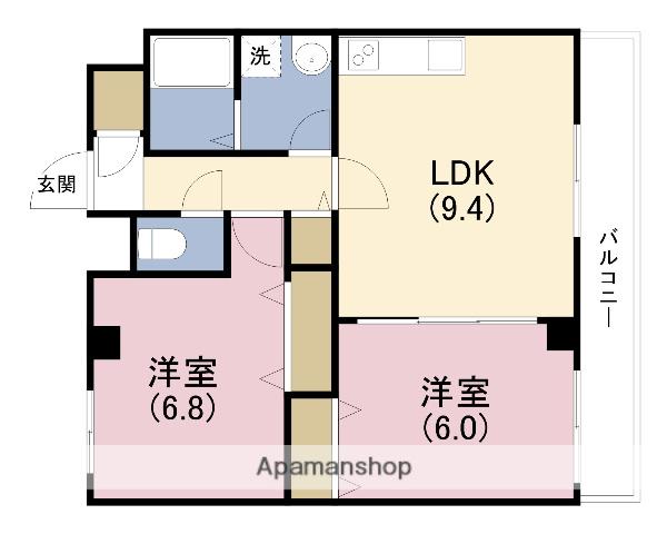 アドバンス松田Ⅱ番館(2LDK/3階)の間取り写真