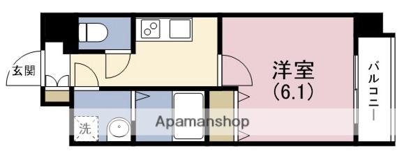 レジュールアッシュ天王寺クレア(1K/6階)の間取り写真