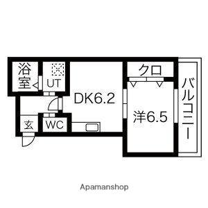 リバーライズ空堀(1DK/2階)の間取り写真