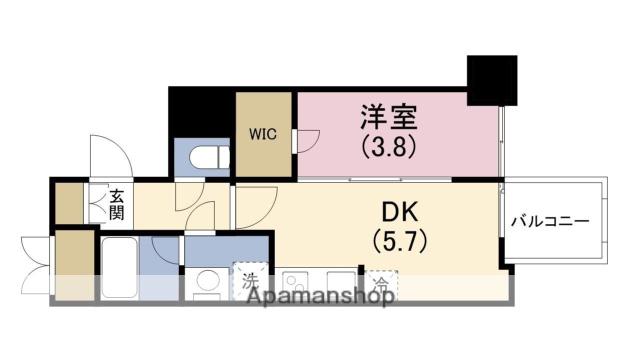 RISING MAISON 本町橋(1DK/15階)の間取り写真