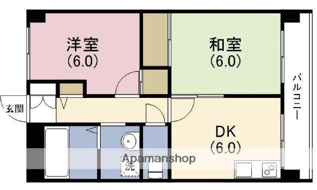 フェア・ニッキー・マンション(2DK/1階)の間取り写真