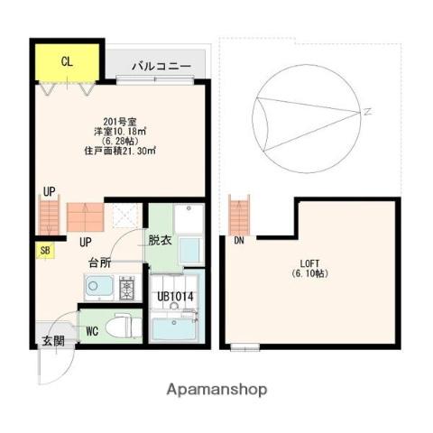 キャッスルイーストエルズ(1K/2階)の間取り写真