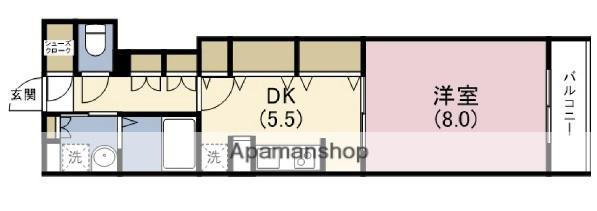パークキューブ北浜(1DK/13階)の間取り写真