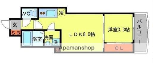 SERENITE谷町CROIX(1LDK/6階)の間取り写真