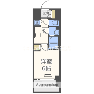 スワンズシティ大阪城ノース(1K/2階)の間取り写真
