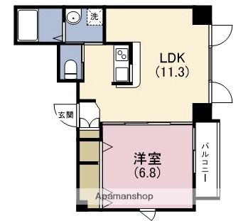 マルベリーモラダ(1LDK/6階)の間取り写真
