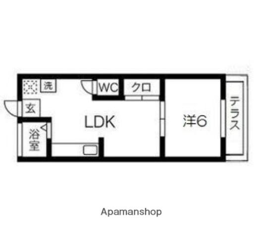 ニューアケボノマンション(1LDK/1階)の間取り写真