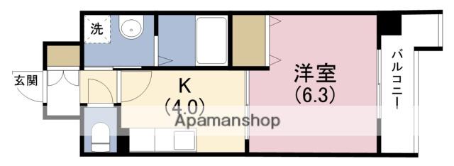 ソレアード昼ヶ丘(1K/7階)の間取り写真
