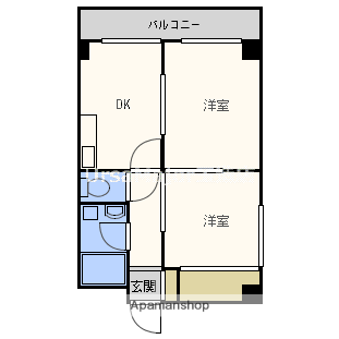 ラパンジール京橋(2DK/2階)の間取り写真