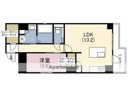 リンクハウス心斎橋(1LDK/4階)の間取り写真