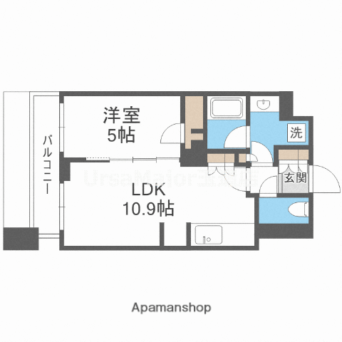 クレヴィアタワー御堂筋本町(1LDK/7階)の間取り写真