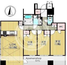 クレヴィアタワー御堂筋本町(3LDK/21階)の間取り写真