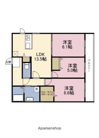 クラシスト東中本(3LDK/2階)の間取り写真