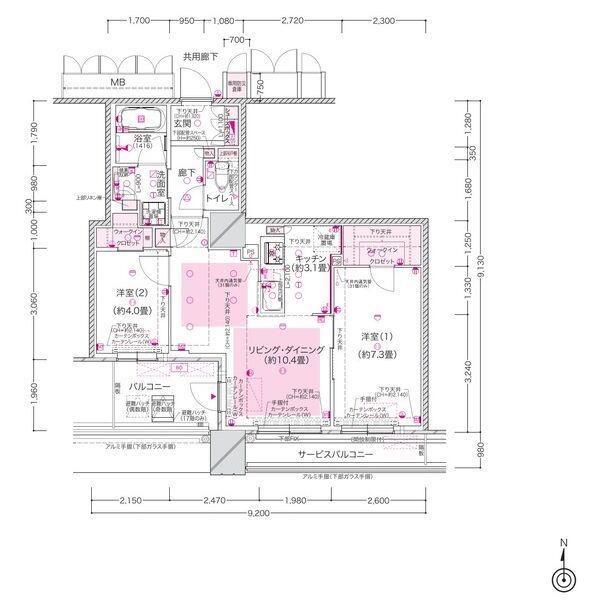 ブランズタワー大阪本町(2LDK/26階)の間取り写真