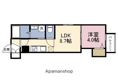 CINQ勝山北(1LDK/1階)の間取り写真