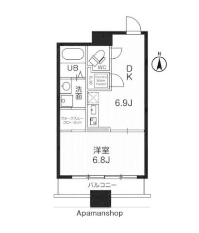 アーバンフラッツ瓦町(1DK/9階)の間取り写真