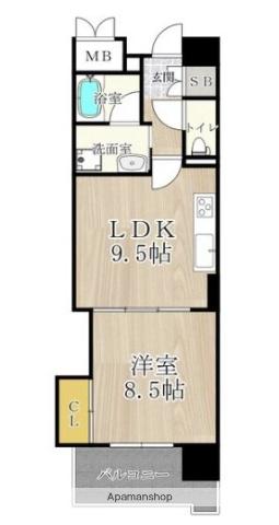 マスターズレジデンス道頓堀3(1LDK/8階)の間取り写真