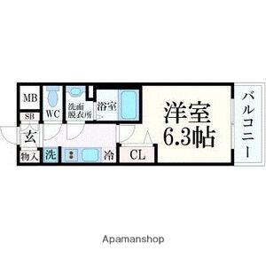 プレサンス難波マジョリティ(1K/2階)の間取り写真