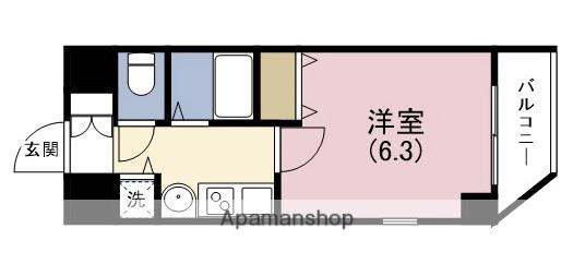 プレサンス心斎橋ザ・スタイル(1K/9階)の間取り写真