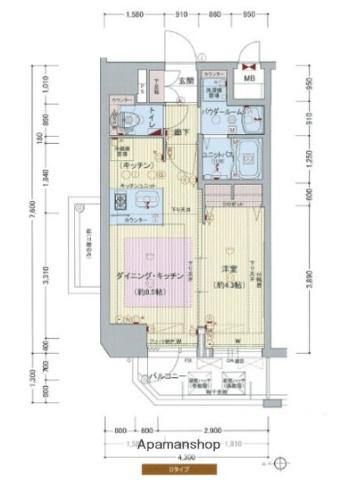 プレサンス心斎橋ルティア(1DK/12階)の間取り写真