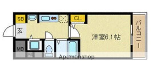 プレサンス心斎橋ルティア(1K/10階)の間取り写真
