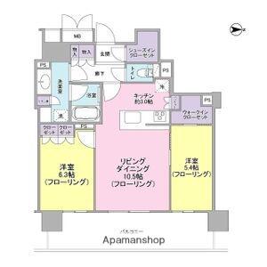 ブランズタワー御堂筋本町(2LDK/25階)の間取り写真