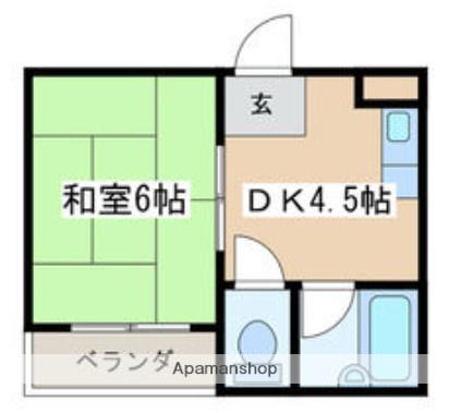 サウスガーデン(1DK/4階)の間取り写真