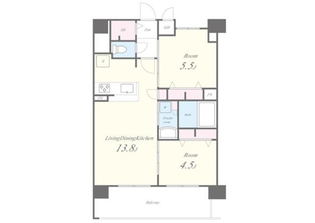 セイワパレス美章園駅前(2LDK/8階)の間取り写真