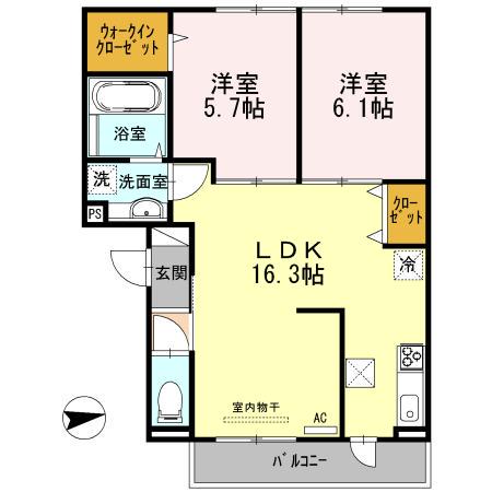 グラン クリフ(2LDK/1階)の間取り写真