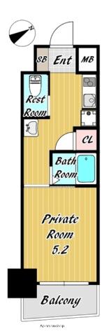 シャトー・デ・シリウス(1K/8階)の間取り写真