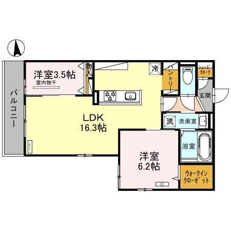 モンテゾーロ西田辺(2LDK/2階)の間取り写真