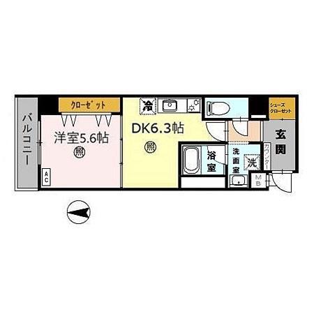ベルフォーレ イガ(1DK/5階)の間取り写真