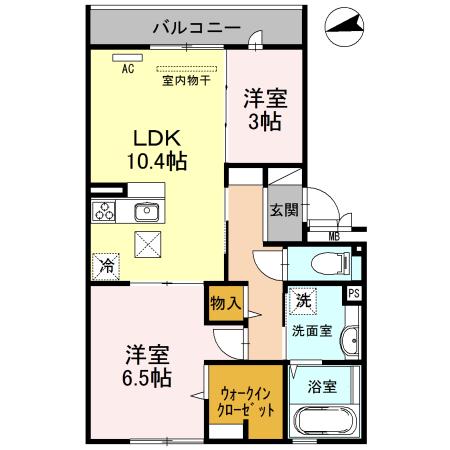 サニーテラス喜連(2LDK/1階)の間取り写真