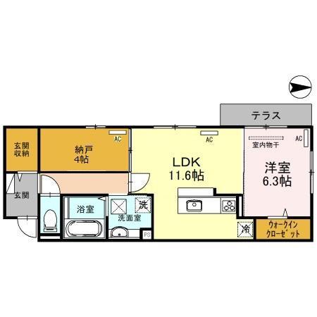 プレミールボヌール(1LDK/1階)の間取り写真