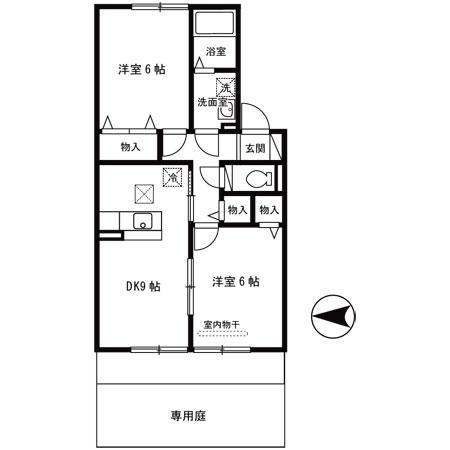 エスポワールKⅢ(2DK/1階)の間取り写真