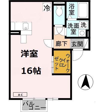 シャルマン(ワンルーム/2階)の間取り写真