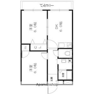 泰平第一ビル(2DK/7階)の間取り写真