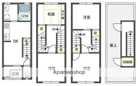 大阪環状線 鶴橋駅 徒歩7分 3階建 築57年(4LDK)の間取り写真