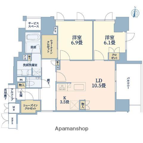 ジオタワー堺筋本町(2LDK/23階)の間取り写真